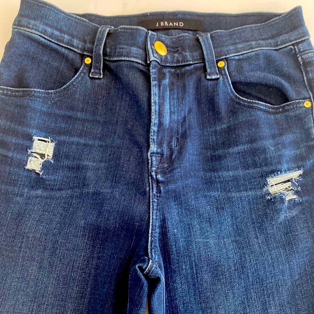 J Brand Dark Wash Straight Leg Distressed Jeans Sz. 25